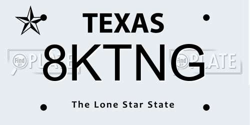 8KTNG Texas License Plate