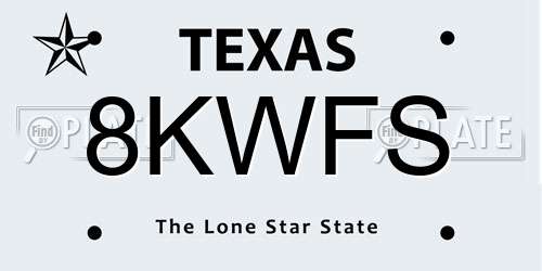8KWFS Texas License Plate