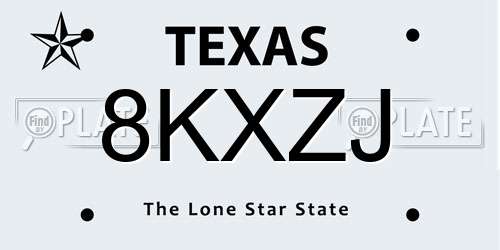 8KXZJ Texas License Plate