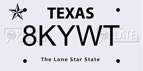 8KYWT Texas License Plate