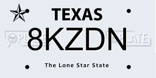 8KZDN Texas License Plate