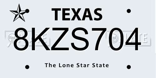 8KZS704 Texas License Plate