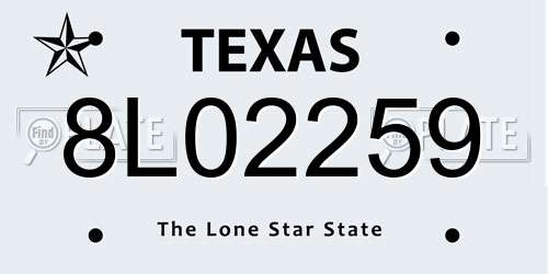 8L02259 Texas License Plate