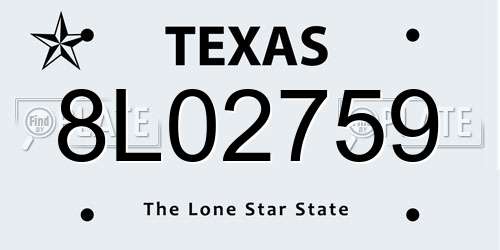 8L02759 Texas License Plate