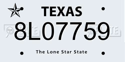 8L07759 Texas License Plate