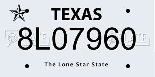 8L07960 Texas License Plate