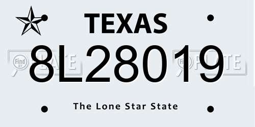 8L28019 Texas License Plate