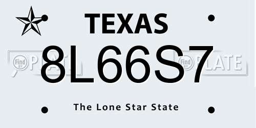 8L66S7 Texas License Plate
