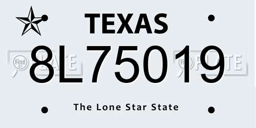 8L75019 Texas License Plate