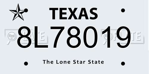 8L78019 Texas License Plate