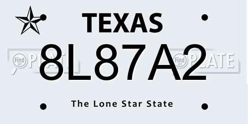 8L87A2 Texas License Plate