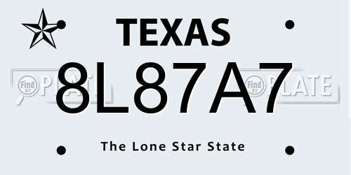 8L87A7 Texas License Plate