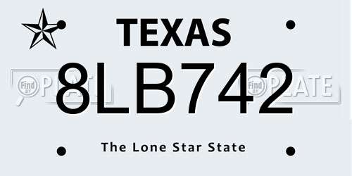 8LB742 Texas License Plate