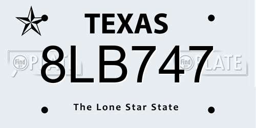 8LB747 Texas License Plate