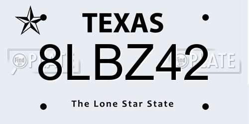 8LBZ42 Texas License Plate