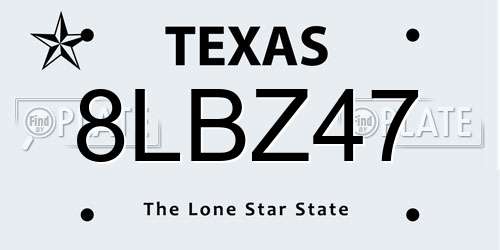 8LBZ47 Texas License Plate
