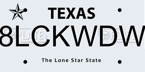 8LCKWDW Texas License Plate