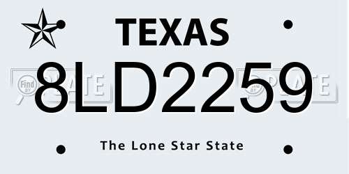 8LD2259 Texas License Plate