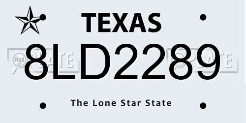 8LD2289 Texas License Plate