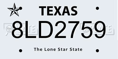 8LD2759 Texas License Plate