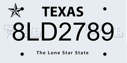 8LD2789 Texas License Plate