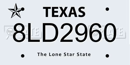 8LD2960 Texas License Plate