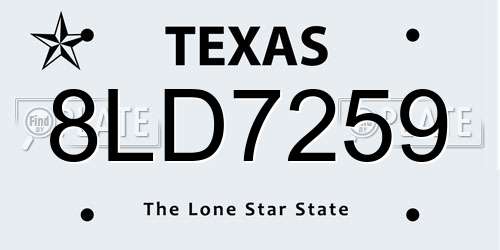 8LD7259 Texas License Plate