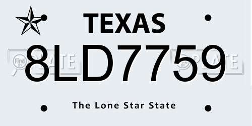 8LD7759 Texas License Plate