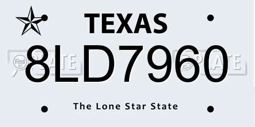 8LD7960 Texas License Plate