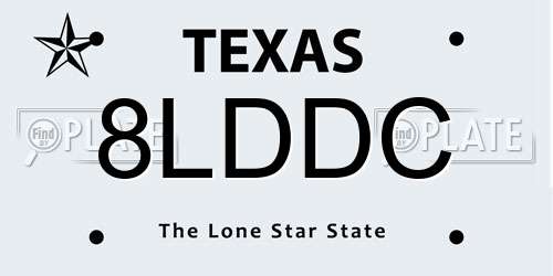 8LDDC Texas License Plate