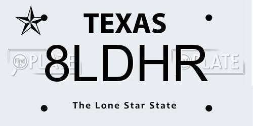8LDHR Texas License Plate