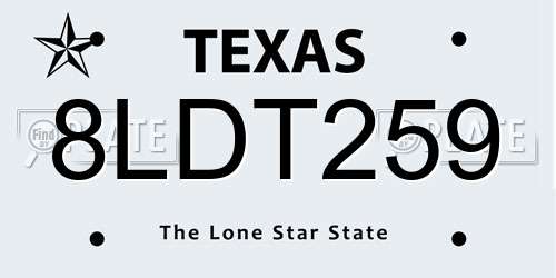 8LDT259 Texas License Plate
