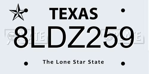 8LDZ259 Texas License Plate