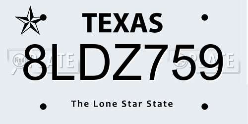 8LDZ759 Texas License Plate