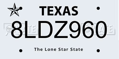 8LDZ960 Texas License Plate