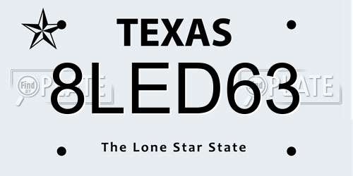 8LED63 Texas License Plate