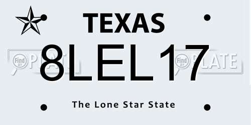 8LEL17 Texas License Plate