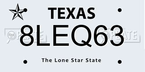 8LEQ63 Texas License Plate