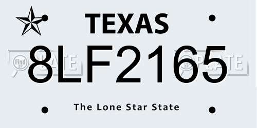 8LF2165 Texas License Plate