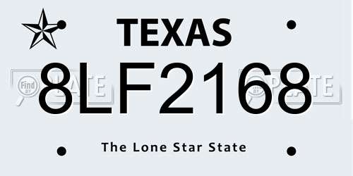 8LF2168 Texas License Plate