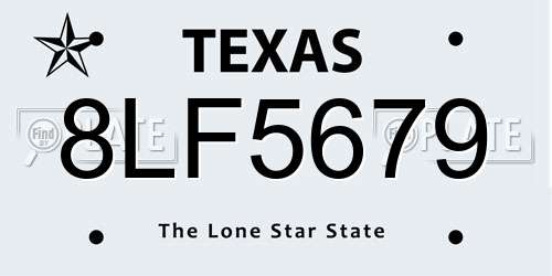 8LF5679 Texas License Plate