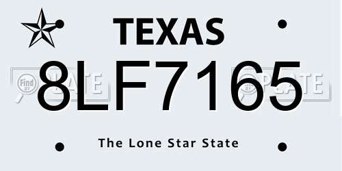 8LF7165 Texas License Plate