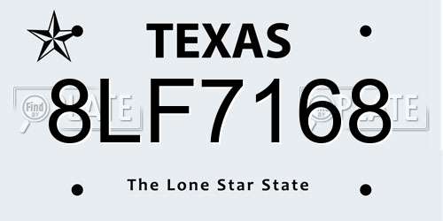 8LF7168 Texas License Plate
