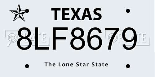 8LF8679 Texas License Plate