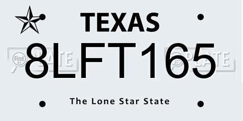 8LFT165 Texas License Plate