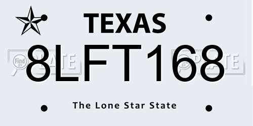 8LFT168 Texas License Plate