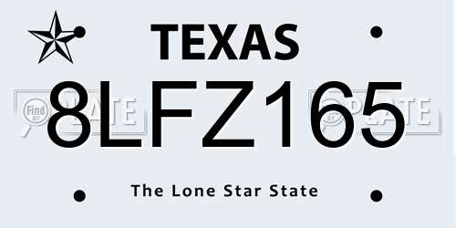 8LFZ165 Texas License Plate