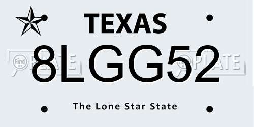 8LGG52 Texas License Plate