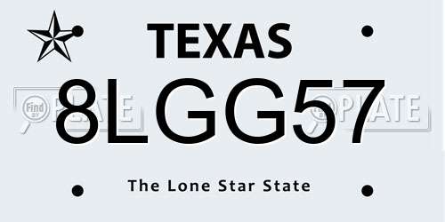 8LGG57 Texas License Plate