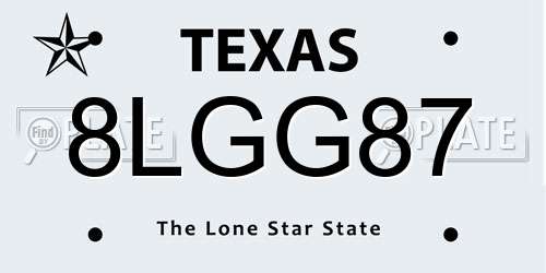 8LGG87 Texas License Plate